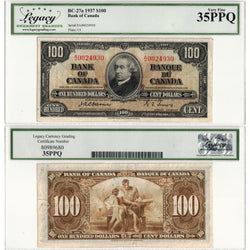 $100 1937 Bank of Canada Note Osborne Signature BC-27a - Legacy VF-35 PPQ