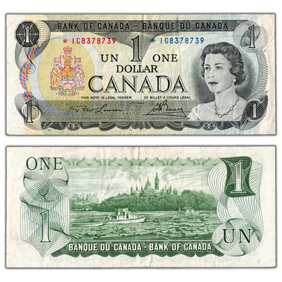 $1 1973 Bank of Canada Note *IG Replacement Prefix BC-46aA - VF (tear)