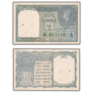 SOLD India 1940 1 One Rupee Note P #25d - EF+ (hole)