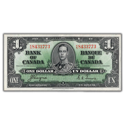 $1 1937 Bank of Canada Note Coyne-Towers K/N Prefix BC-21d - AU+