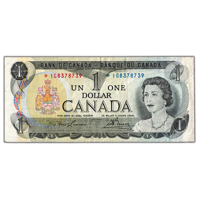 $1 1973 Bank of Canada Note *IG Replacement Prefix BC-46aA - VF (tear)