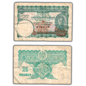 SOLD Malaya 1940 25 Cents Note P #3 - Writing - Tougher Issue