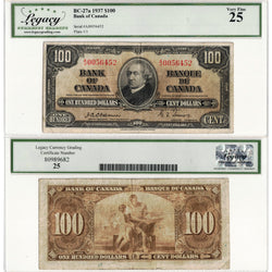 $100 1937 Bank of Canada Note Osborne Signature BC-27a - Legacy VF-25