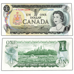 SOLD $1 1973 Bank of Canada Note *FA Replacement Prefix BC-46aA - AU