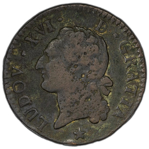 SOLD France 1791-MA 1/2 Sol of an Ecu Coin KM #586.11