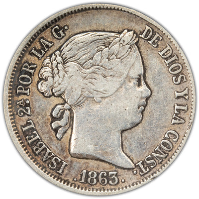 Spain 1863 Seville 4 Reales Silver Coin KM #608