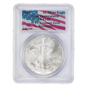 SOLD United States 2001 1oz $1 .999 Silver Eagle Coin - PCGS Gem UNC - WTC Ground Zero