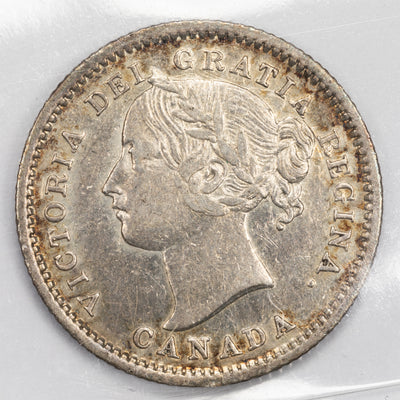 Canada 1870 Narrow '0' 10 Cents Dime Silver Coin - ICCS VF-30