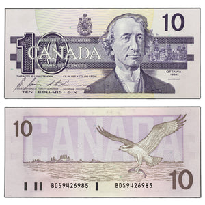 SOLD $10 1989 Bank of Canada Note Bonin-Thiessen BDS Prefix BC-57b - Ch UNC
