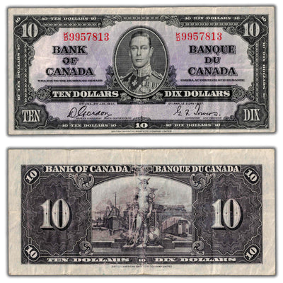 $10 1937 Bank of Canada Note Gordon-Towers K/D Prefix BC-24b - VF