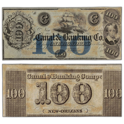 SOLD United States 1840's Canal & Banking Co. $100 Remainder Note - AU