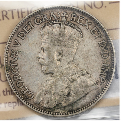 SOLD Canada 1921 25 Cents Quarter Silver Coin - ICCS VF-20