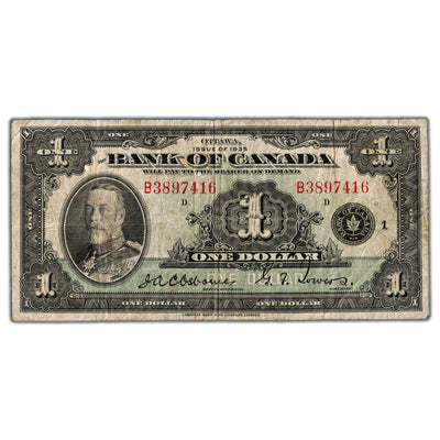 $1 1935 Bank of Canada Note English Text Letter B BC-1 - Fine