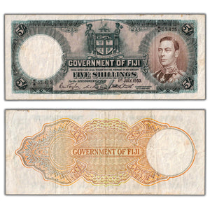 SOLD Fiji 1950 5 Five Shillings Note P #37j