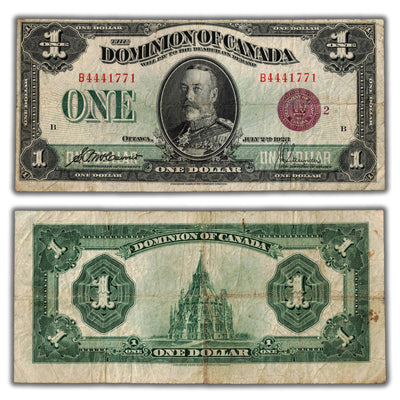 $1 1923 Dominion of Canada Note Bronze Seal Series B DC-25i - F/VF