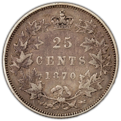 SOLD Canada 1870 25 Cents Quarter Silver Coin - F-15