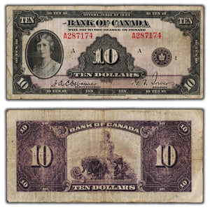 SOLD $10 1935 Bank of Canada Note English Text BC-7 - VG+