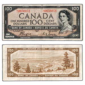 SOLD $100 1954 Bank of Canada Note Devil Face Coyne-Towers BC-35a - VF