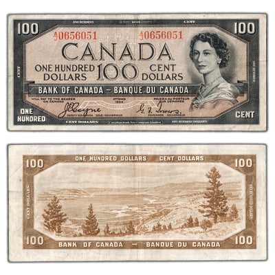 SOLD $100 1954 Bank of Canada Note Devil Face Coyne-Towers BC-35a - VF