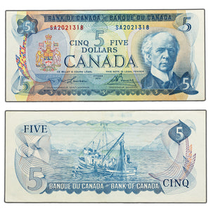 SOLD $5 1972 Bank of Canada Note Lawson-Bouey SA Prefix BC-48b - EF/AU