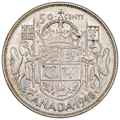SOLD Canada 1948 50 Cents Half Dollar Silver Coin - Key Date - VF-20