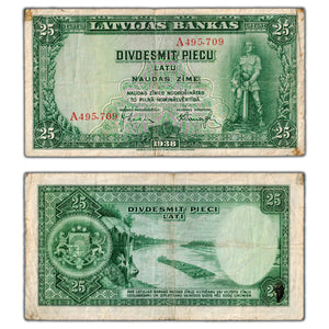 Latvia 1938 25 Latu Note P #21a - Circulated