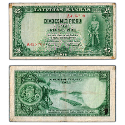 Latvia 1938 25 Latu Note P #21a - Circulated