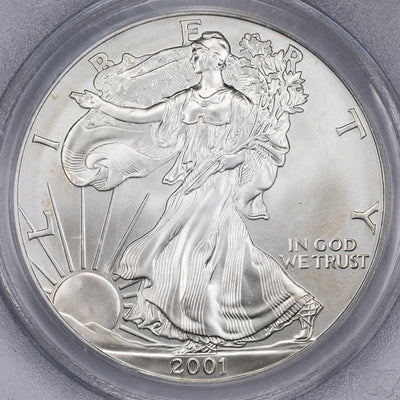 SOLD United States 2001 1oz $1 .999 Silver Eagle Coin - PCGS Gem UNC - WTC Ground Zero
