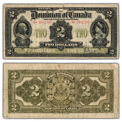 SOLD $2 1914 Dominion of Canada Note Series N DC-22c - VG/F