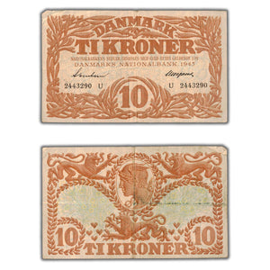 SOLD Denmark 1943 10 Ten Kroner Note P #31o