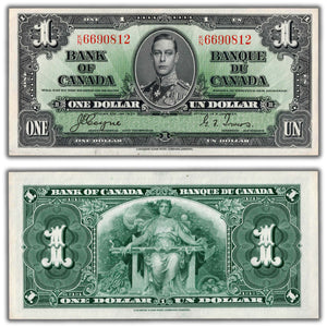 SOLD $1 1937 Bank of Canada Note Coyne-Towers K/N Prefix BC-21d - AU/UNC