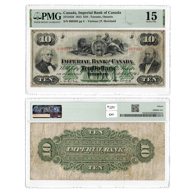 $10 1915 Imperial Bank of Canada Chartered Note CH #375-16-10 - PMG F-15