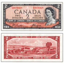SOLD $2 1954 Bank of Canada Note Devil Face E/B Prefix BC-30b - EF