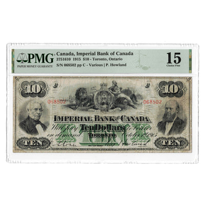 $10 1915 Imperial Bank of Canada Chartered Note CH #375-16-10 - PMG F-15