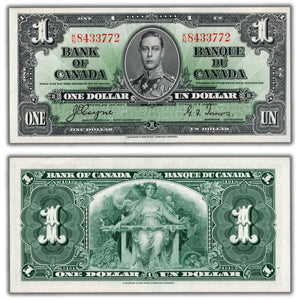 SOLD $1 1937 Bank of Canada Note Coyne-Towers K/N Prefix BC-21d - AU/UNC