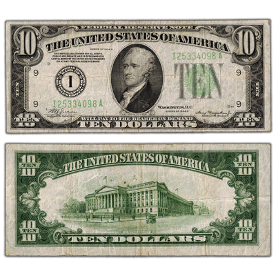 United States 1934 $10 Minneapolis Federal Reserve Note Fr. 2004-I - VF