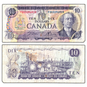 SOLD $10 1971 Bank of Canada Note FDB Prefix 4 Digit Radar BC-49d - Stained