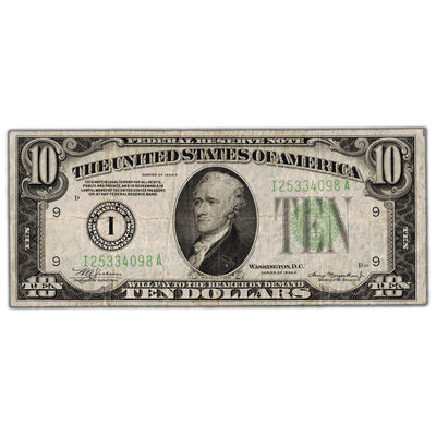 United States 1934 $10 Minneapolis Federal Reserve Note Fr. 2004-I - VF