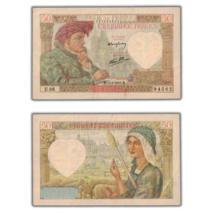 SOLD France 1941 50 Fifty Francs Note P #93