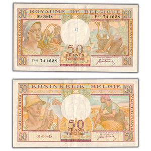 SOLD Belgium 1948 50 Francs Note P #133a - Writing