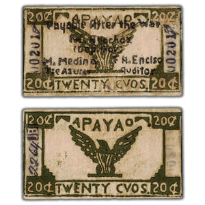 SOLD Philippines Province of Apayao 1942 20 Twenty Centavos Note