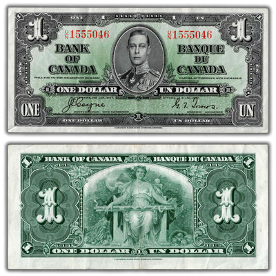 $1 1937 Bank of Canada Note Coyne-Towers U/N Prefix BC-21d - VF/EF