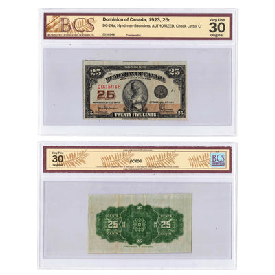 SOLD 25 Cents 1923 Dominion of Canada Shinplaster Note DC-24a - BCS VF-30