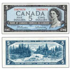 SOLD $5 1954 Bank of Canada Note Beattie-Rasminsky S/S Prefix BC-39b - Ch UNC
