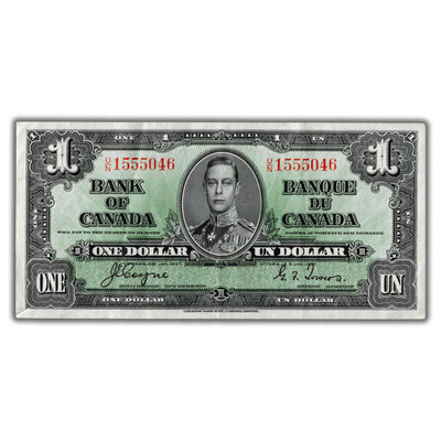 $1 1937 Bank of Canada Note Coyne-Towers U/N Prefix BC-21d - VF/EF