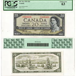 $20 1954 Bank of Canada Note Beattie-Coyne E/E Prefix BC-41a - PCGS Ch UNC-63