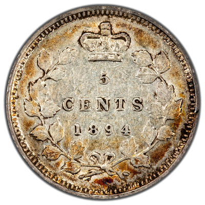 Canada 1894 5 Cents Silver Coin - Extra Fine