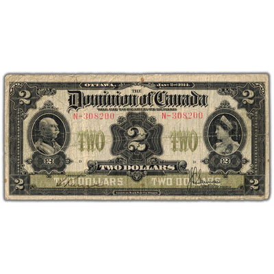 SOLD $2 1914 Dominion of Canada Note Series N DC-22c - VG/F