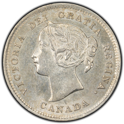 SOLD Canada 1897 Slender 8 5 Cents Silver Coin - ICCS MS-62