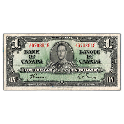 $1 1937 Bank of Canada Note Coyne-Towers S/N Prefix BC-21d - VF